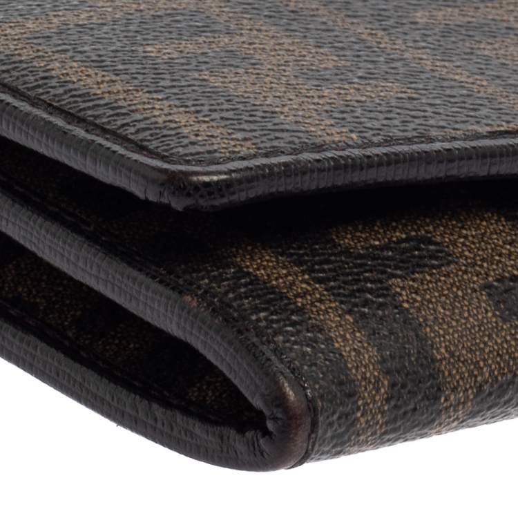 Pre Owned Fendi Tobacco Zucca Coated Canvas and Leather Continental Wallet