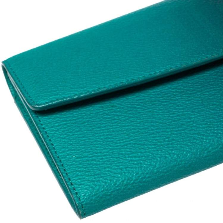 Pre Owned Fendi Green Ombre Zucca Coated Canvas Continental Wallet
