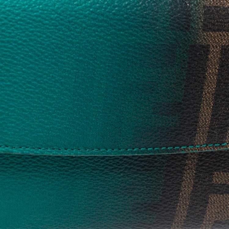 Pre Owned Fendi Green Ombre Zucca Coated Canvas Continental Wallet