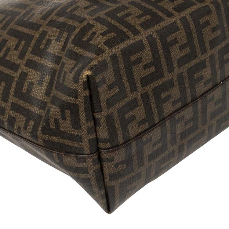 Pre Owned Fendi Tobacco Zucca Coated Canvas Spalmati Roll Shopper Tote