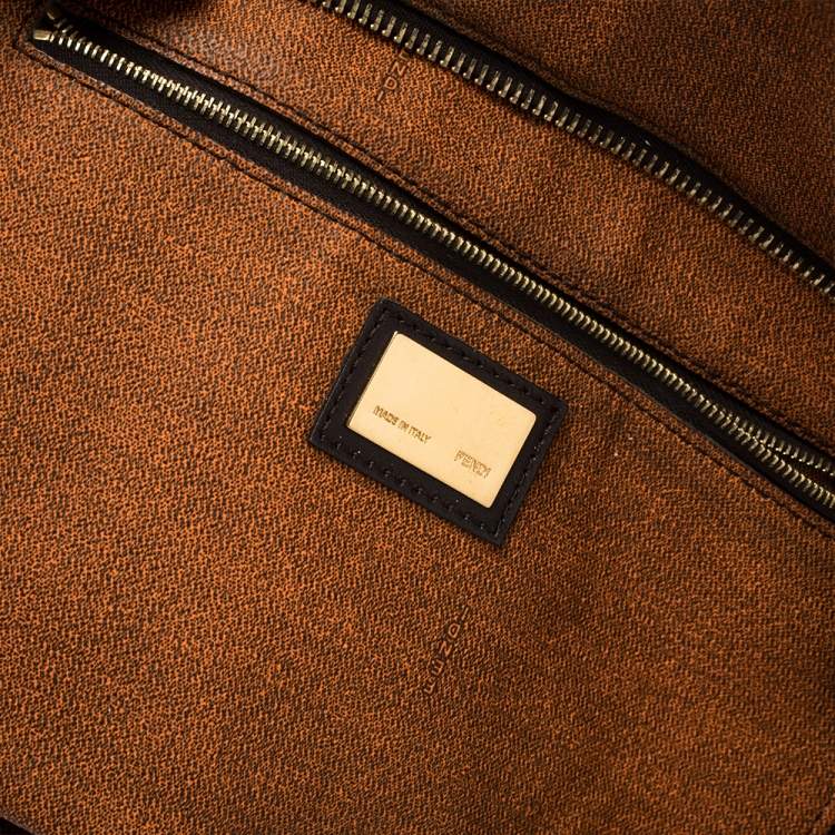 Pre Owned Fendi Tobacco Zucca Coated Canvas Spalmati Roll Shopper Tote