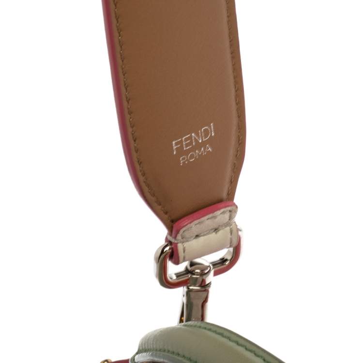 Pre Owned Fendi Pink/Green Leather Mini Peekaboo Top Handle Bag