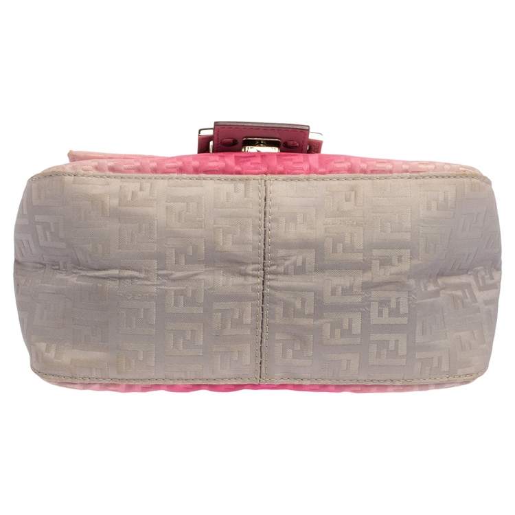 Pre Owned Fendi Ombre Pink Zucca Canvas Baguette Shoulder Bag