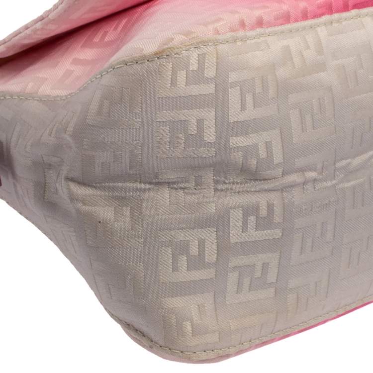 Pre Owned Fendi Ombre Pink Zucca Canvas Baguette Shoulder Bag