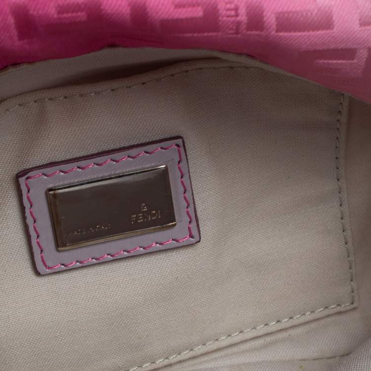 Pre Owned Fendi Ombre Pink Zucca Canvas Baguette Shoulder Bag