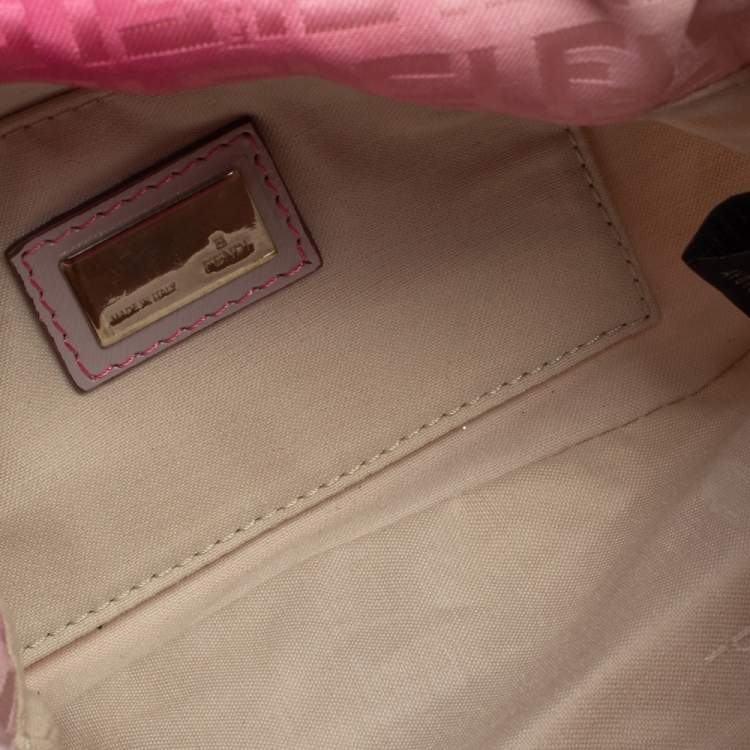 Pre Owned Fendi Ombre Pink Zucca Canvas Baguette Shoulder Bag