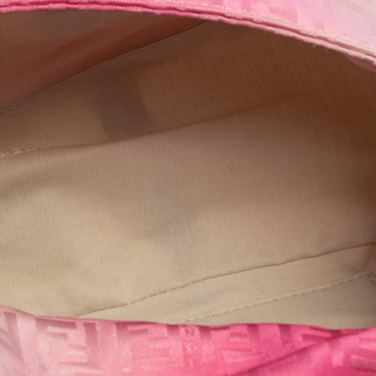 Pre Owned Fendi Ombre Pink Zucca Canvas Baguette Shoulder Bag