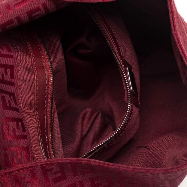Pre Owned Fendi Maroon Zucca Canvas Big Mama Forever Shoulder Bag