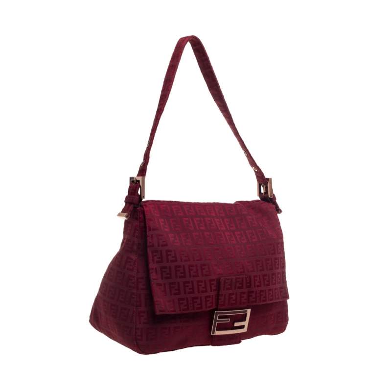Pre Owned Fendi Maroon Zucca Canvas Big Mama Forever Shoulder Bag