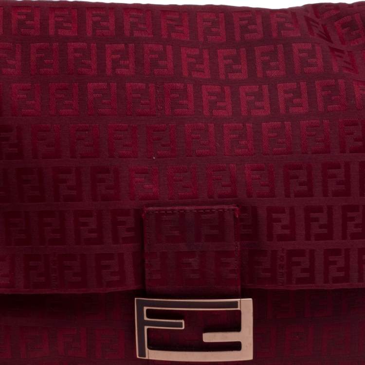 Pre Owned Fendi Maroon Zucca Canvas Big Mama Forever Shoulder Bag