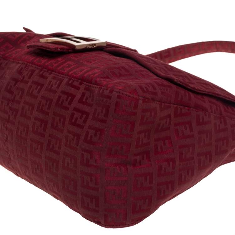 Pre Owned Fendi Maroon Zucca Canvas Big Mama Forever Shoulder Bag