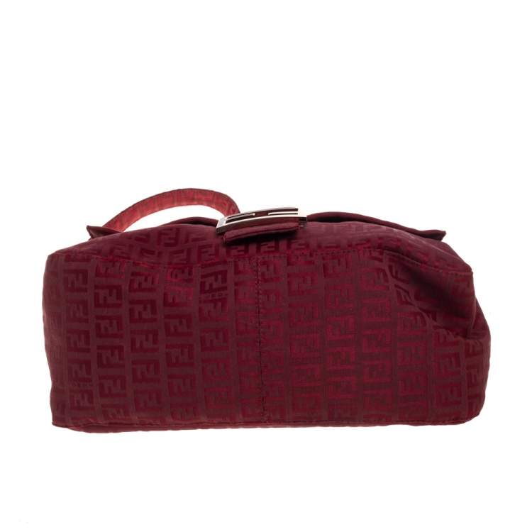 Pre Owned Fendi Maroon Zucca Canvas Big Mama Forever Shoulder Bag