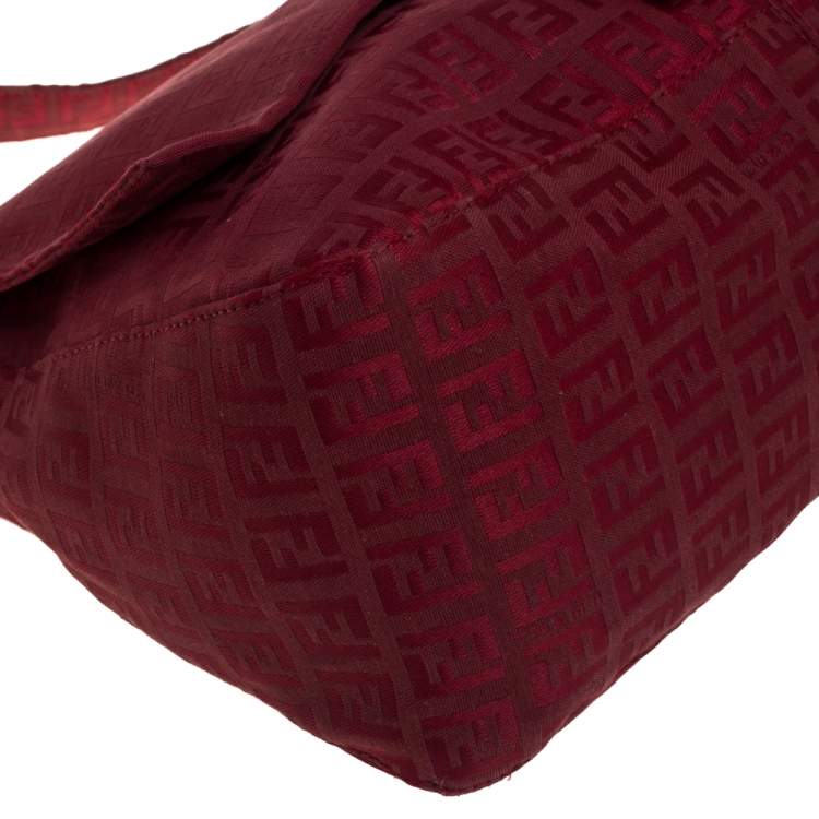 Pre Owned Fendi Maroon Zucca Canvas Big Mama Forever Shoulder Bag
