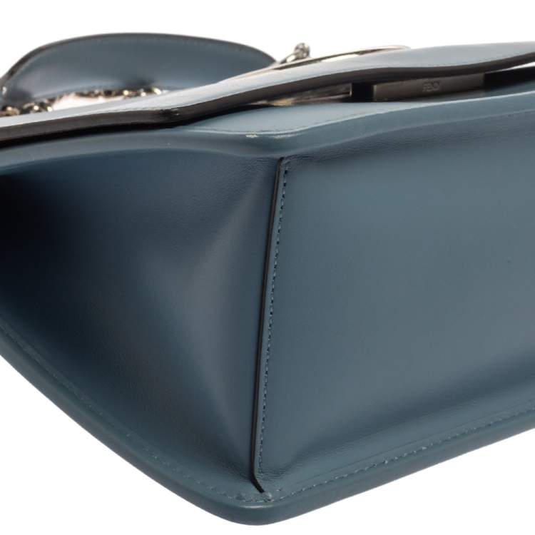 Pre Owned Fendi Ash Blue Leather Kan I F Top Handle Bag