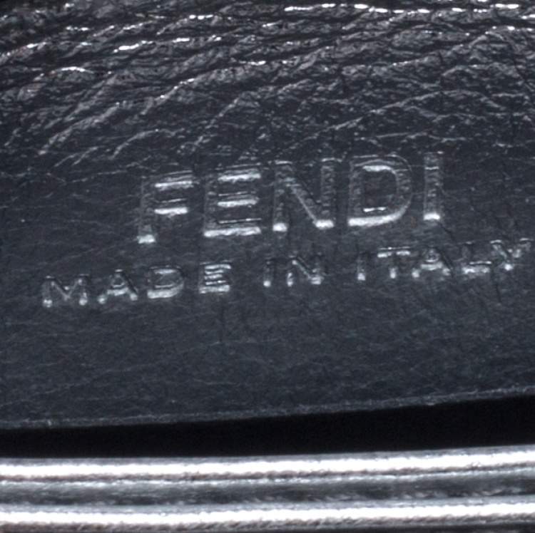Pre Owned Fendi Tobacco/Silver Zucca Leather Maya Card Holder
