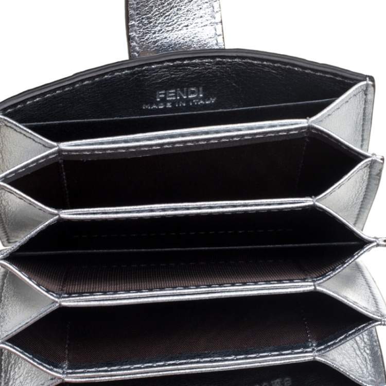 Pre Owned Fendi Tobacco/Silver Zucca Leather Maya Card Holder