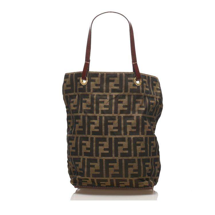 Pre Owned Fendi Brown Zucca Canvas Tote Bag