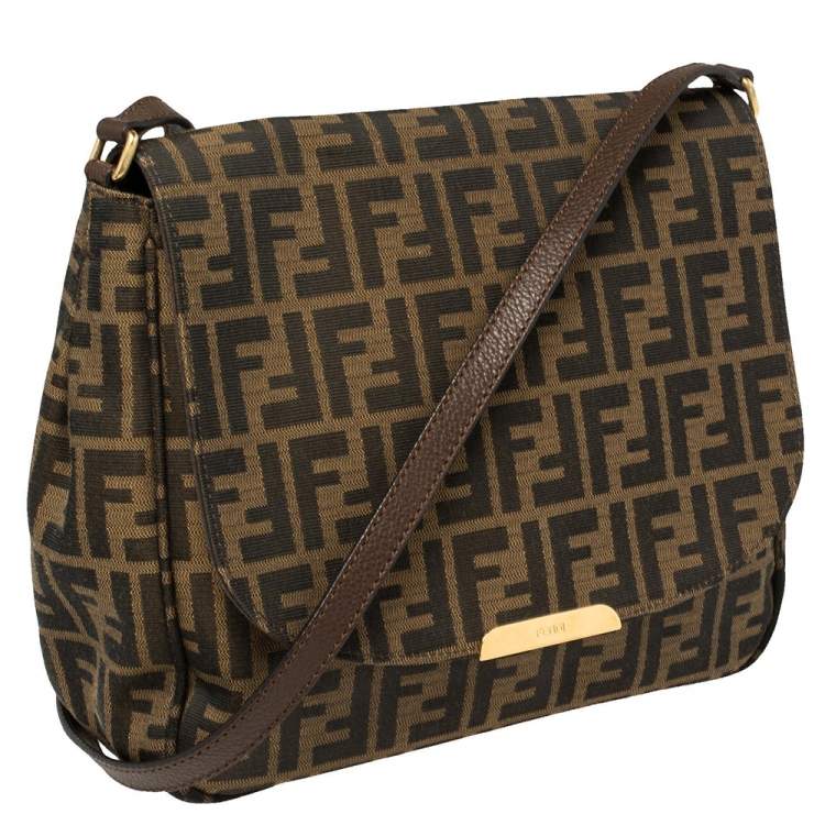 Pre Owned Fendi Tobacco Zucca Canvas Messenger Bag