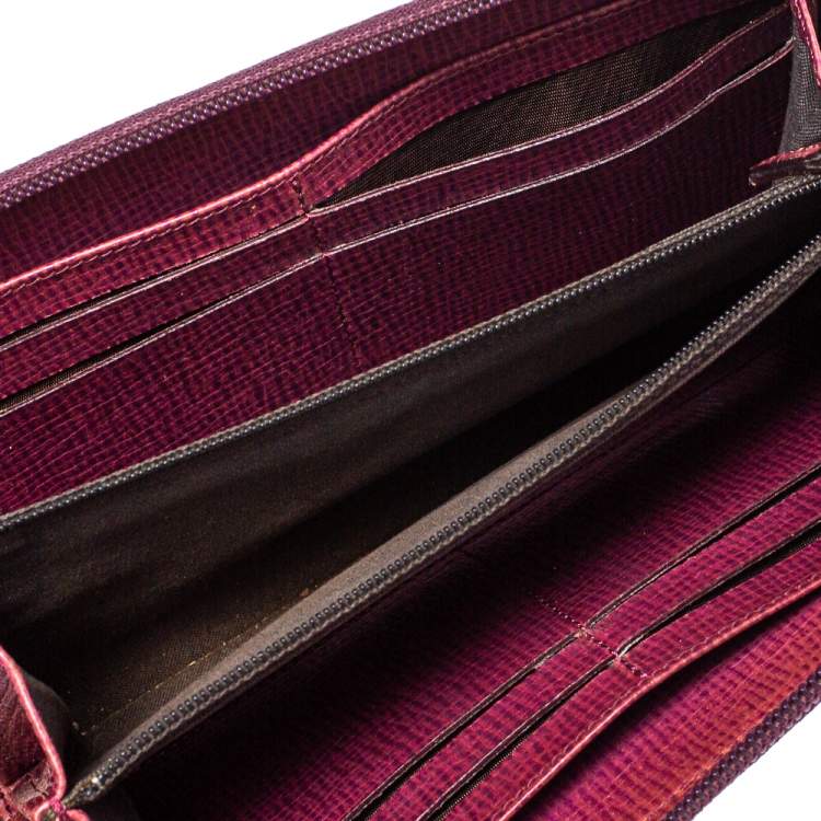 Pre Owned Fendi Purple Zucca Coated Canvas Zip Wallet