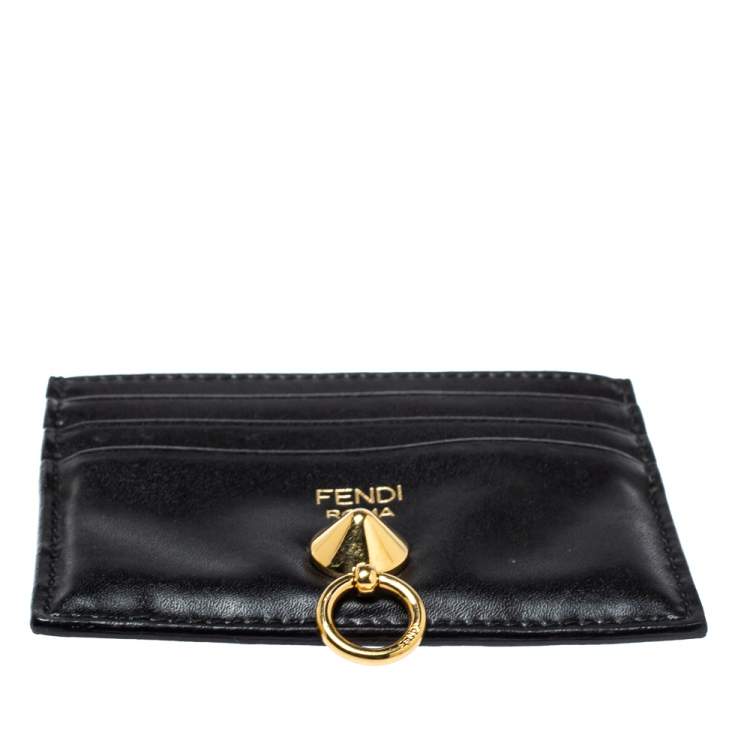 Pre Owned Fendi Black Leather By The Way Card Holder