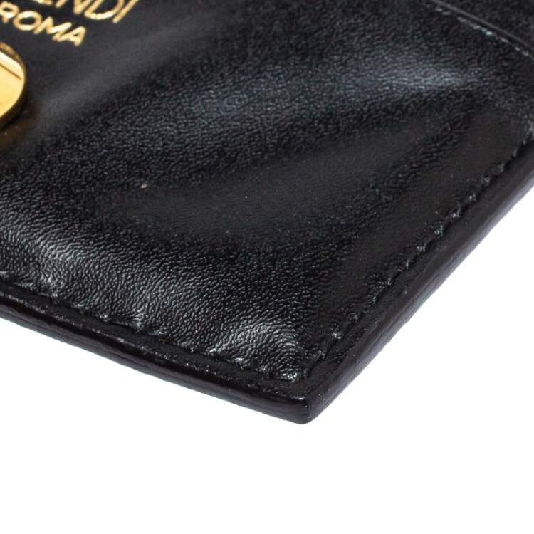 Pre Owned Fendi Black Leather By The Way Card Holder