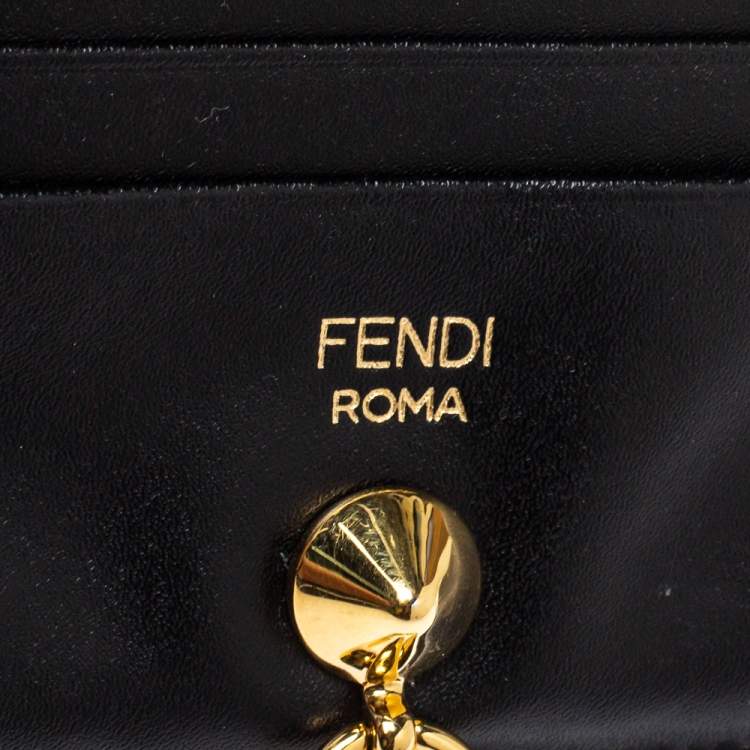 Pre Owned Fendi Black Leather By The Way Card Holder