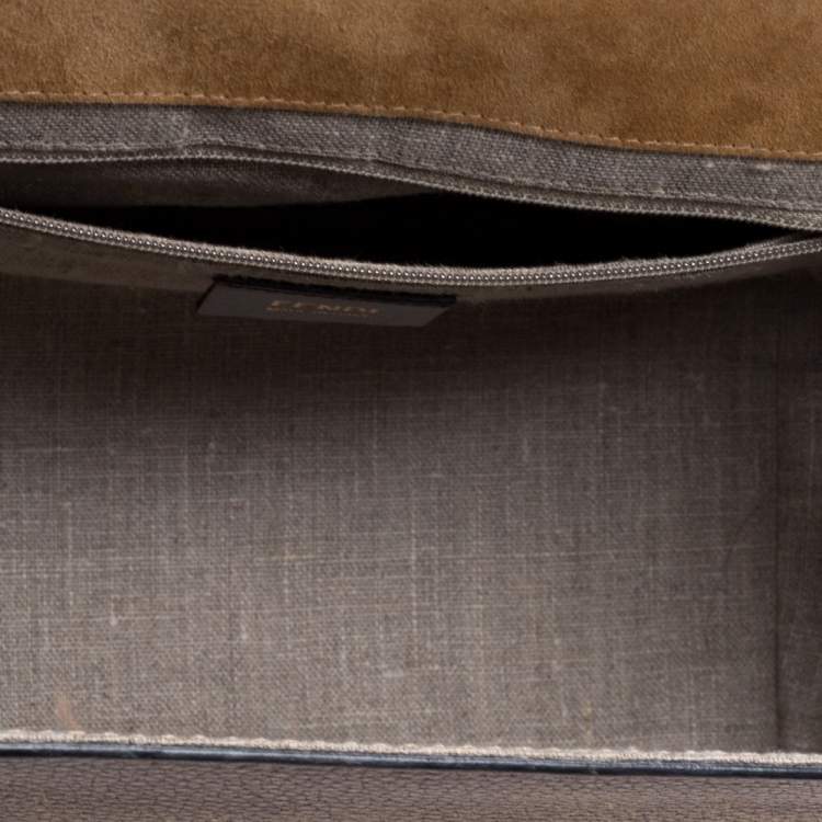 Pre Owned Fendi Black/Brown Leather Silvana Top Handle Bag