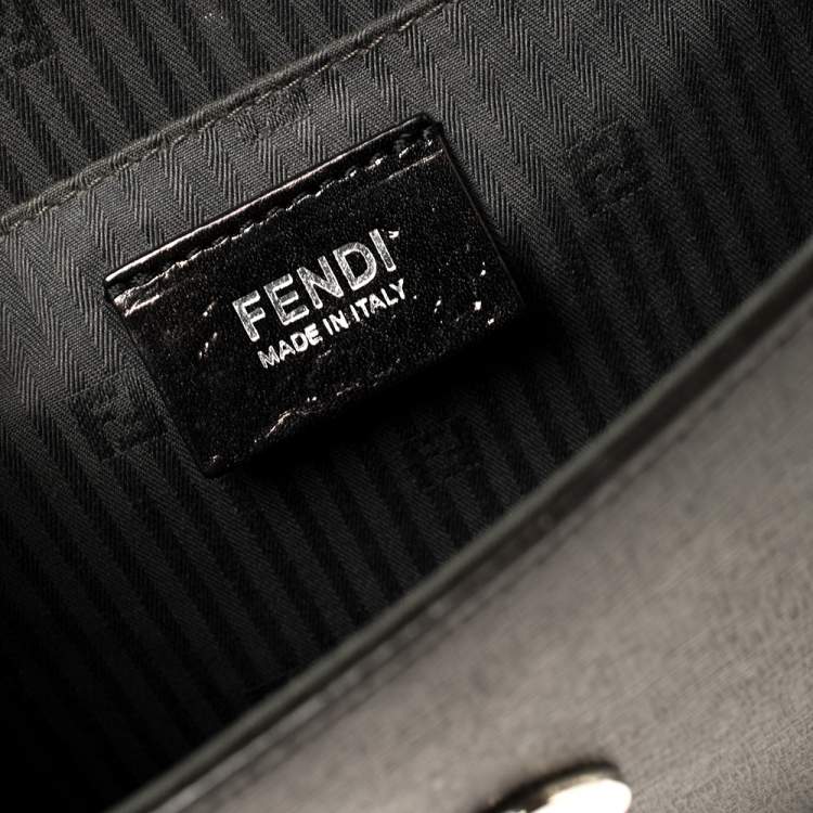 Pre Owned Fendi Grey Textured Leather Small Demi Jour Top Handle Bag