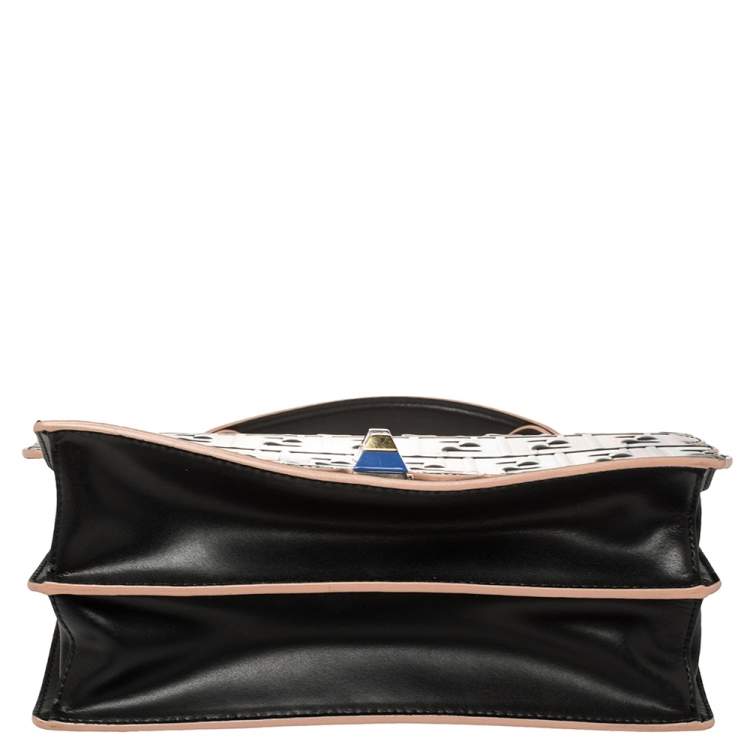 Pre Owned Fendi Multicolor Leather Zucca Embossed Kan I Top Handle Bag