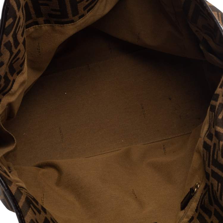 Pre Owned Fendi Tobacco Zucca Canvas and Leather Hobo