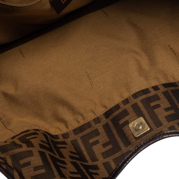Pre Owned Fendi Tobacco Zucca Canvas and Leather Hobo