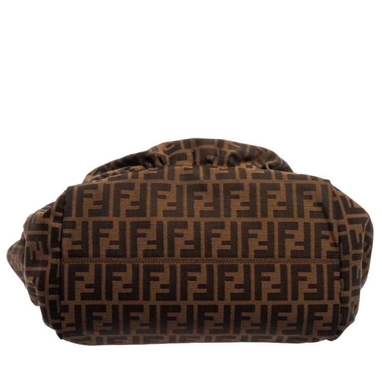 Pre Owned Fendi Tobacco Zucca Canvas and Leather Hobo