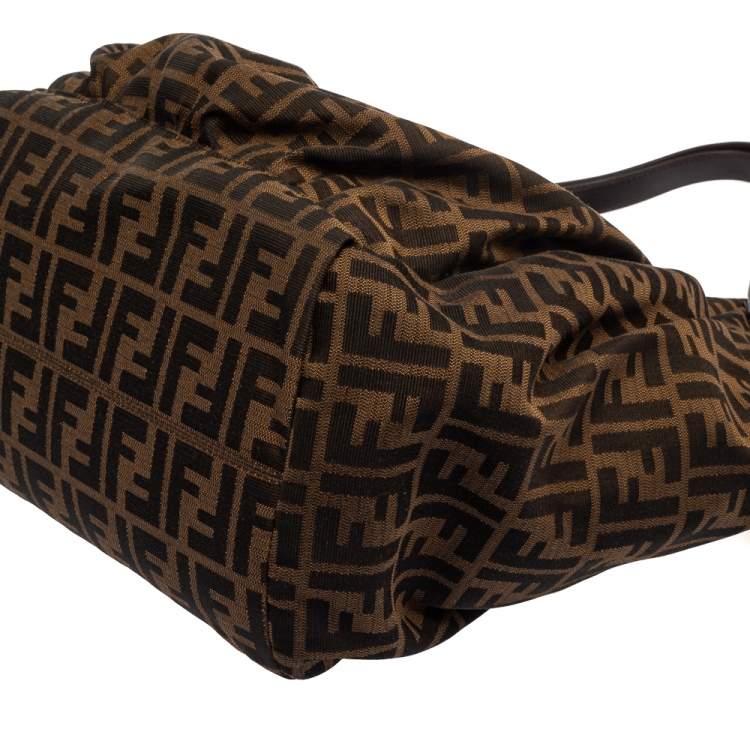 Pre Owned Fendi Tobacco Zucca Canvas and Leather Hobo
