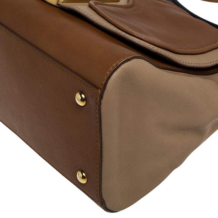 Pre Owned Fendi Colorblock Leather Medium Anna Shoulder Bag