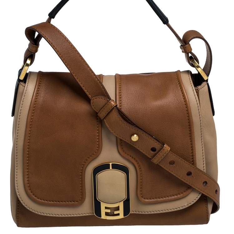 Pre Owned Fendi Colorblock Leather Medium Anna Shoulder Bag