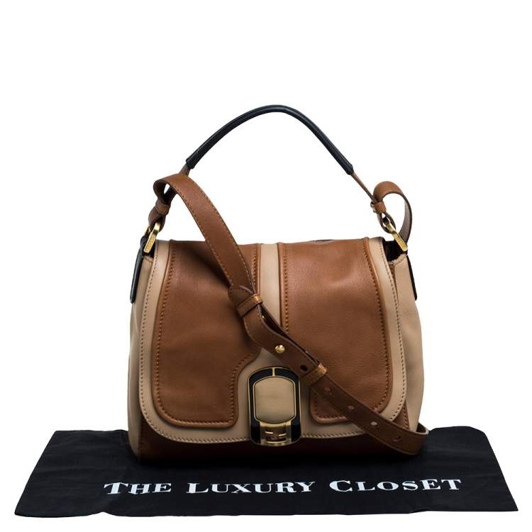Pre Owned Fendi Colorblock Leather Medium Anna Shoulder Bag