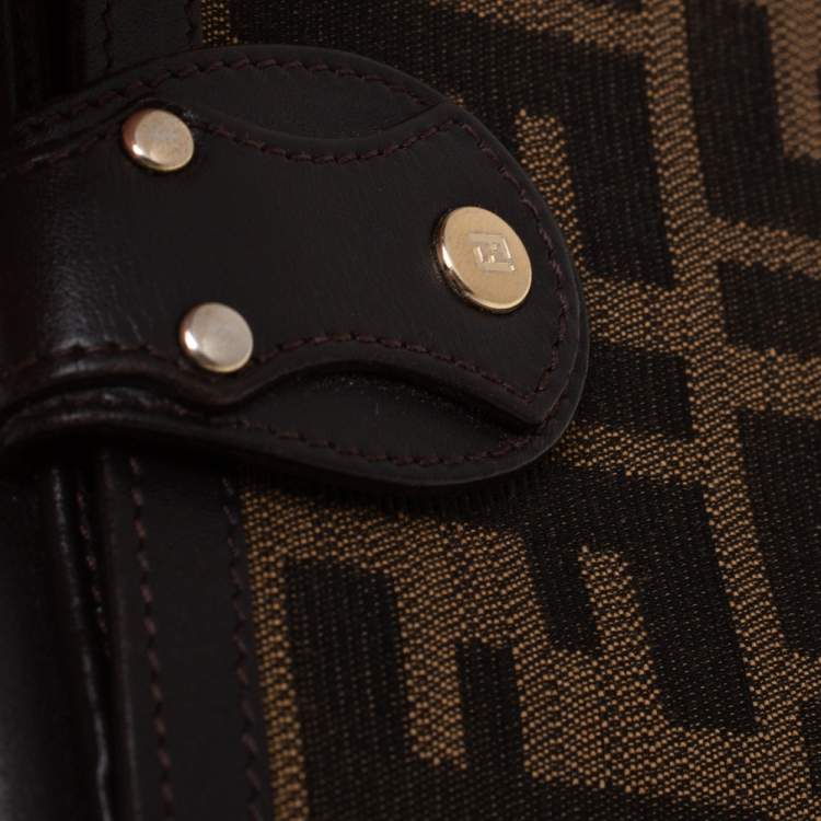 Pre Owned Fendi Tobacco Zucca Canvas and Leather Compact Wallet