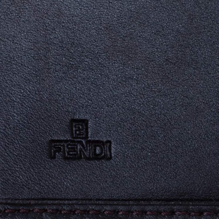 Pre Owned Fendi Tobacco Zucca Canvas and Leather Compact Wallet