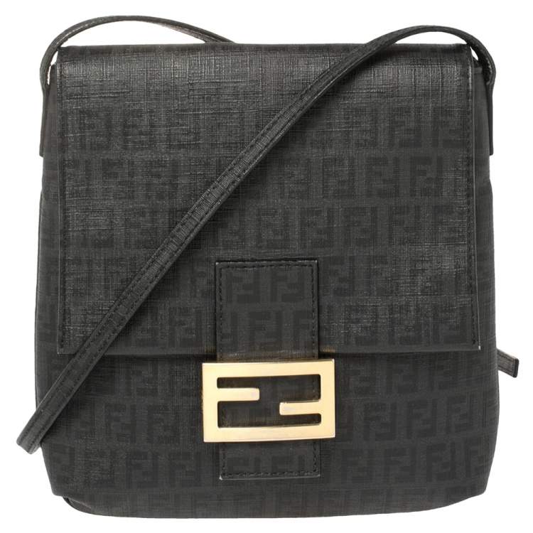 Fendi Black Zucchino Coated Canvas FF Flap Messenger Bag Fendi | The ...