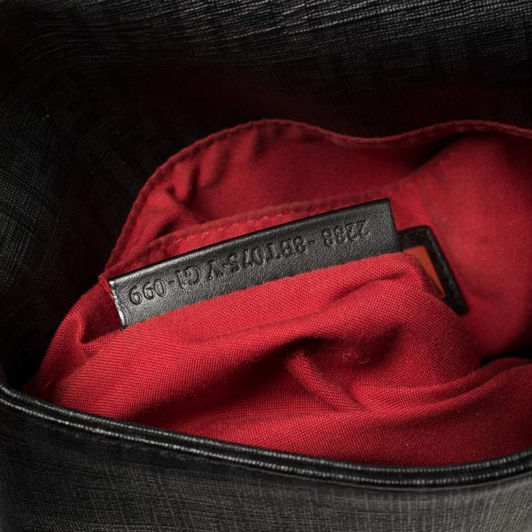 Pre Owned Fendi Black Zucchino Coated Canvas FF Flap Messenger Bag