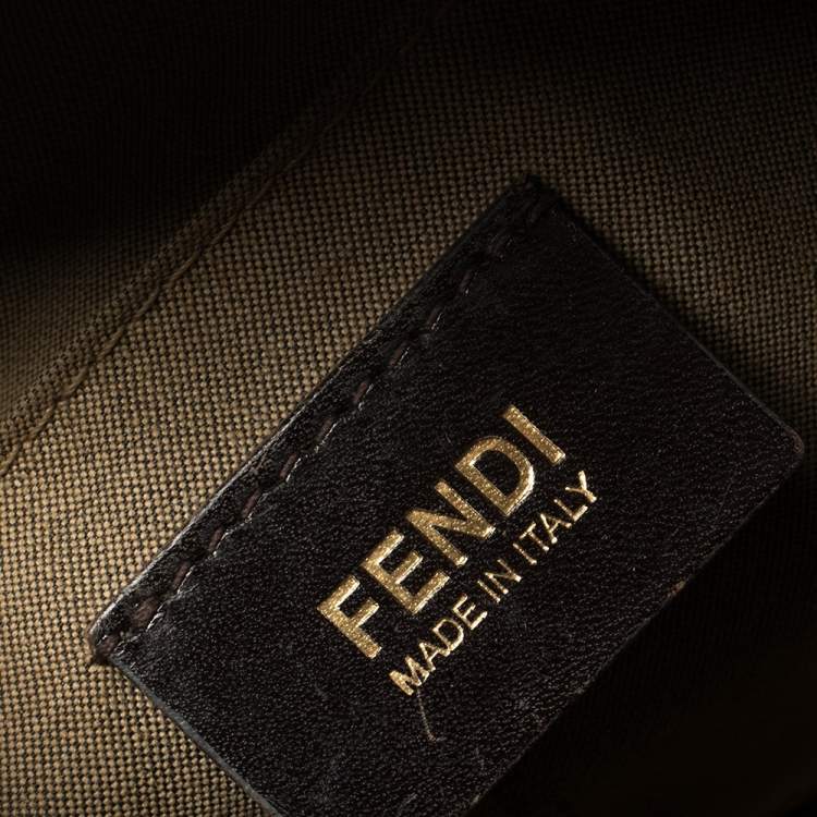 Pre Owned Fendi Brown Zucchino Coated Canvas and Leather Small Forever Bauletto Boston Bag