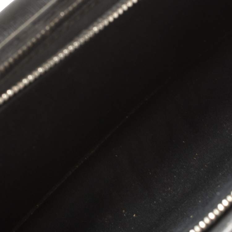 Pre Owned Fendi Black/Silver Textured Leather Small Demi Jour Top Handle Bag