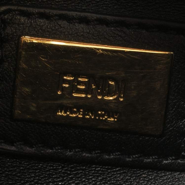 Pre Owned Fendi Blue/Black Velvet And Leather Ribbons Mini Peekaboo Top Handle Bag