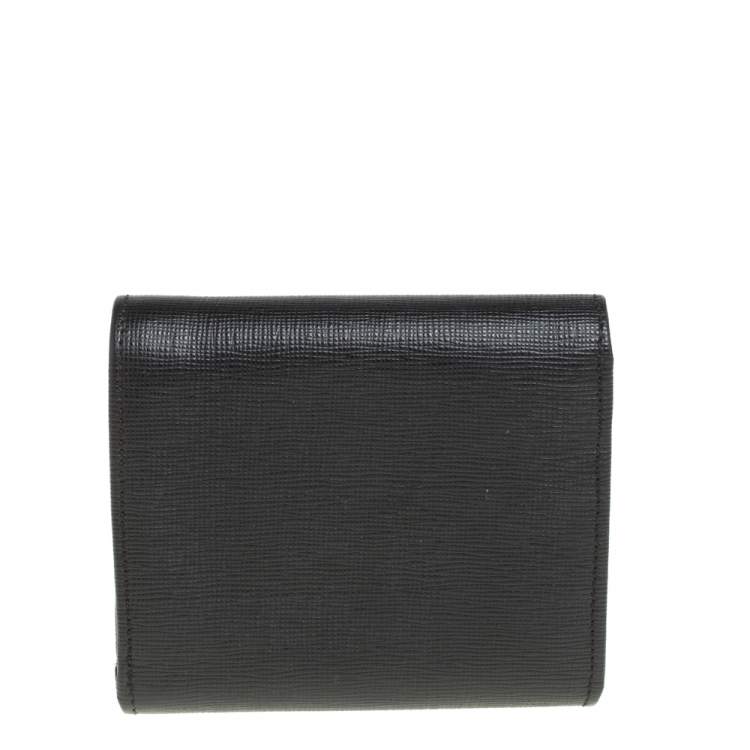 Pre Owned Fendi Black Leather Compact Wallet