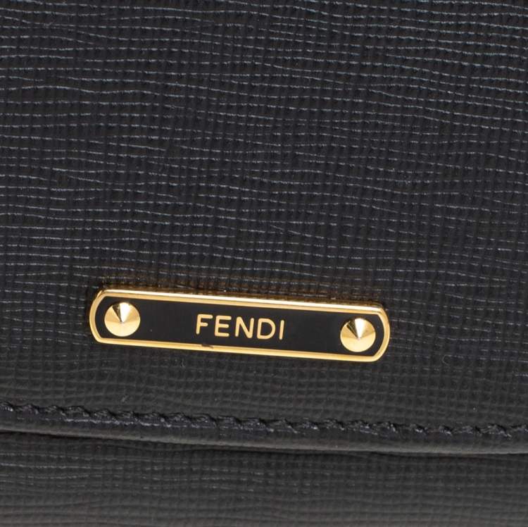 Pre Owned Fendi Black Leather Compact Wallet