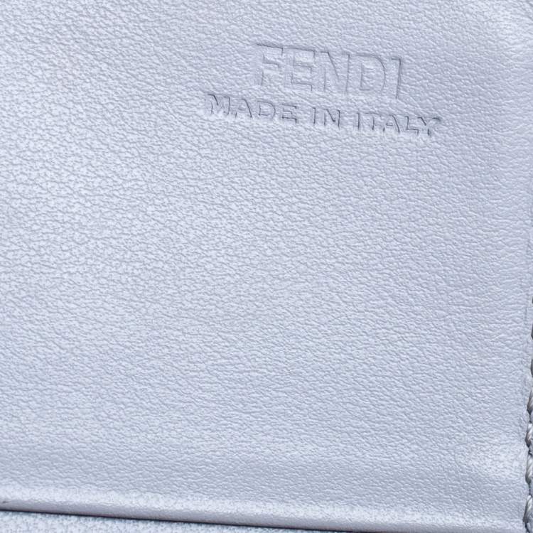 Pre Owned Fendi Gey Leather Studded Wallet On Chain