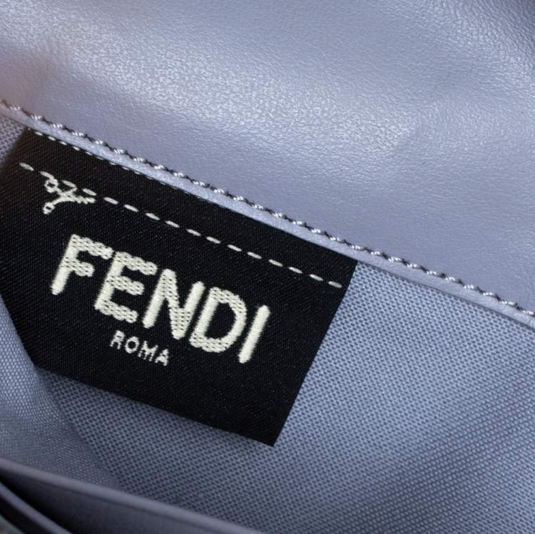 Pre Owned Fendi Gey Leather Studded Wallet On Chain