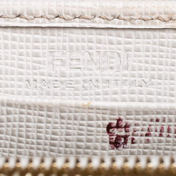 Pre Owned Fendi Off White/Black Leather Envelope Continental Wallet