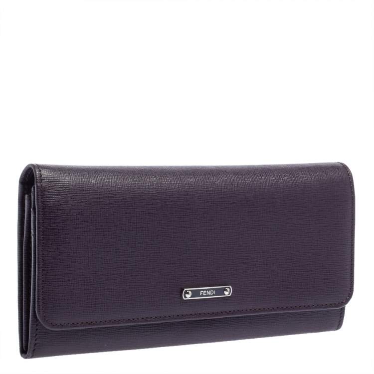 مملوكة مسبقًا Fendi Purple Leather Flap Continental Wallet