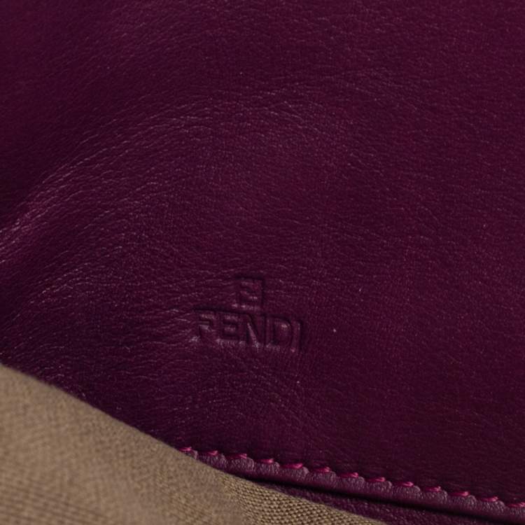 Pre Owned Fendi Purple Leather Zip Around Wallet